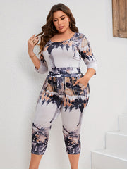 Tie Dye Top & Shorts Set Women's Casual Two Piece Outfits