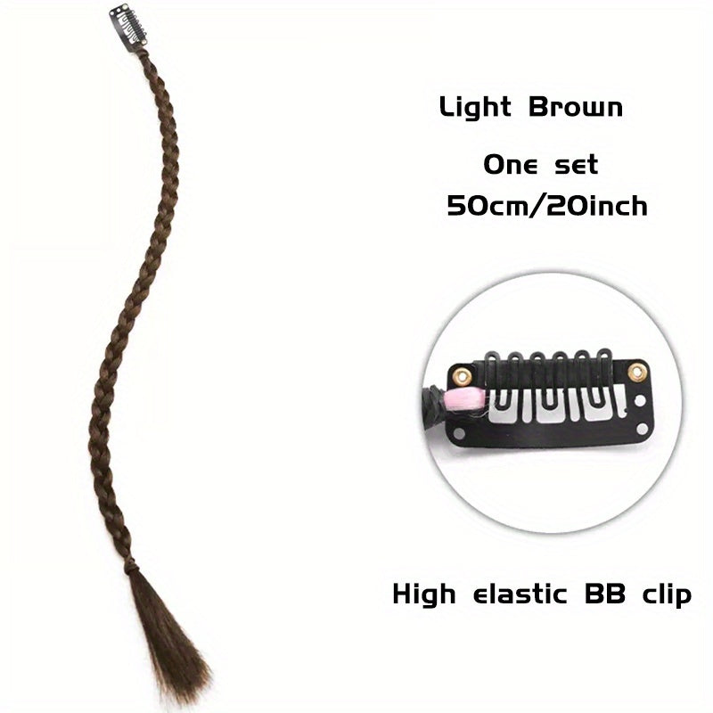 8 Cm Long Twist Braids Hair Extensions With Hair Clip Y2K Synthetic Ponytail