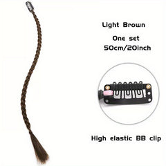 8 Cm Long Twist Braids Hair Extensions With Hair Clip Y2K Synthetic Ponytail