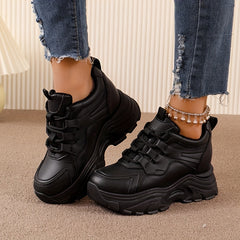 Women's Chunky Lace Up Platform Sneakers Thick Sole Walking Shoes
