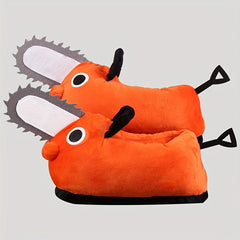 Men's Cartoon Dog Slippers Winter Warm Plush Home Shoes Cosplay Slipper