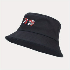Mushroom Embroidery Bucket Hat Men Sunscreen Outdoor Basin Hat