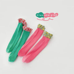Girls Kids Ribbon Lace Ruffled Socks Soft Comfy Stockings