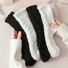 4 Pairs Warm Fuzzy Socks for Women Home Floor Stockings