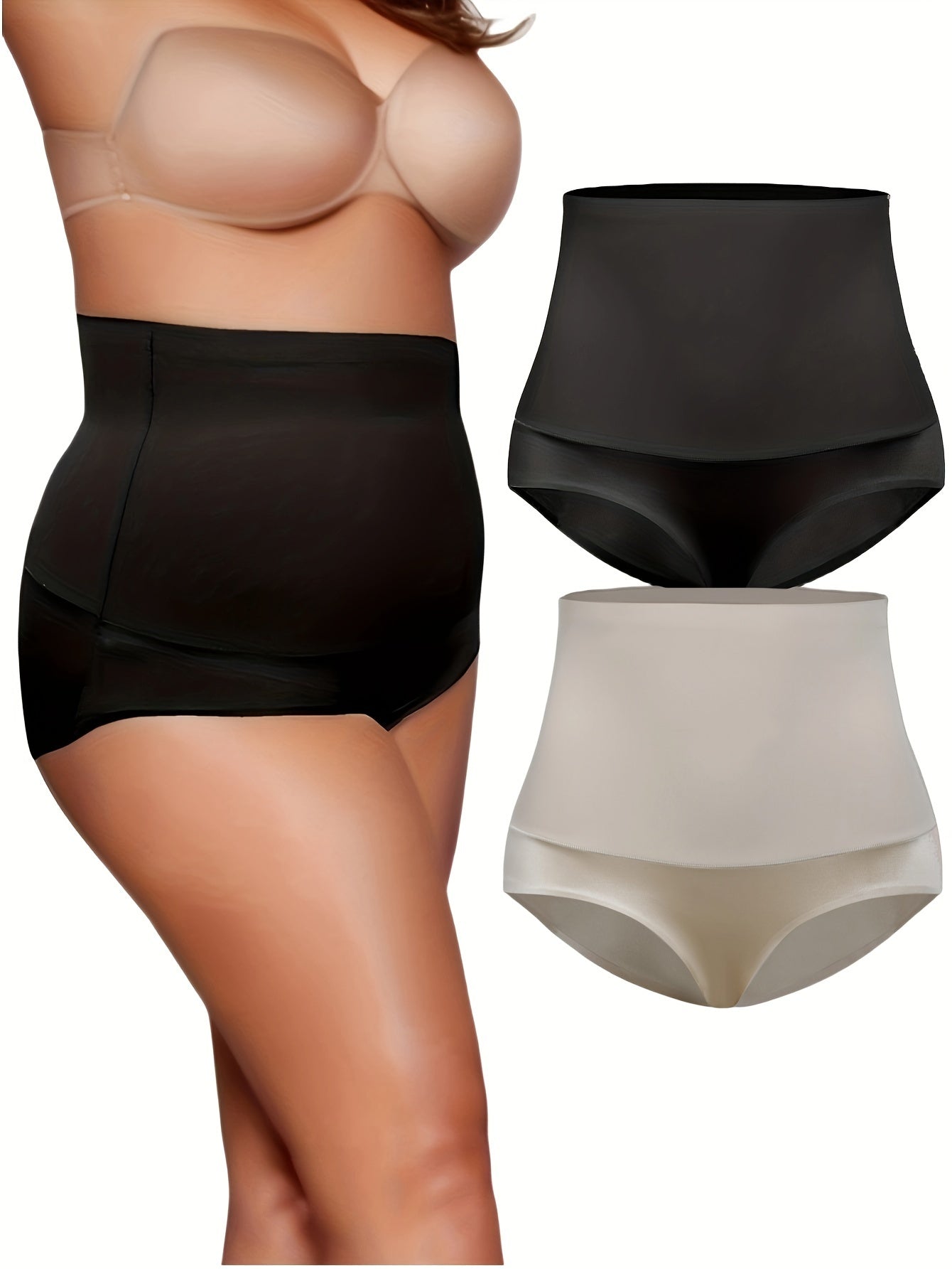 2 Pack Women's High Waist Tummy Control Boxer Briefs Set