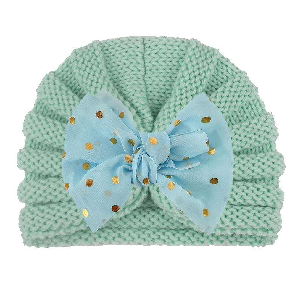 Kids' Knitted Winter Hat with Bow Breathable Hand Wash