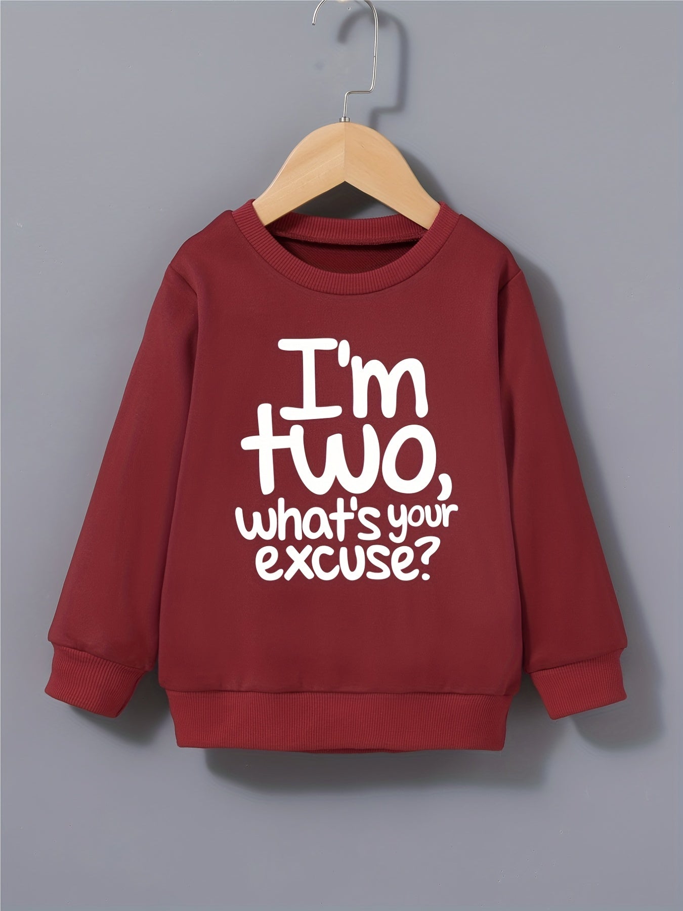 Boys Sweatshirt I'M TWO Print Casual Top Kids Clothes