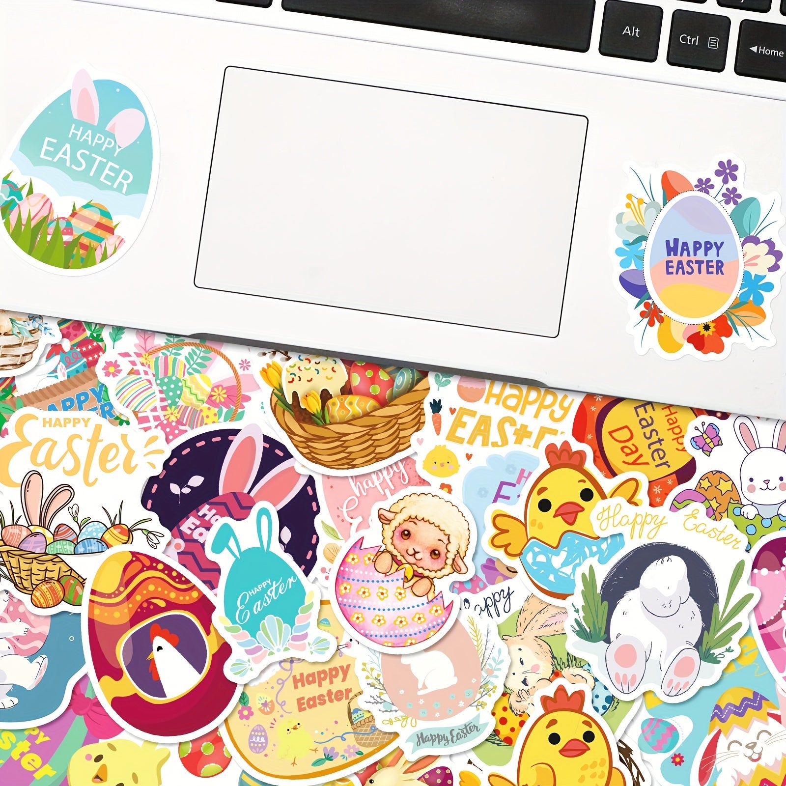 50pcs Easter Cartoon Stickers Mix & Match Bunny Eggs Doodle DIY Decoration
