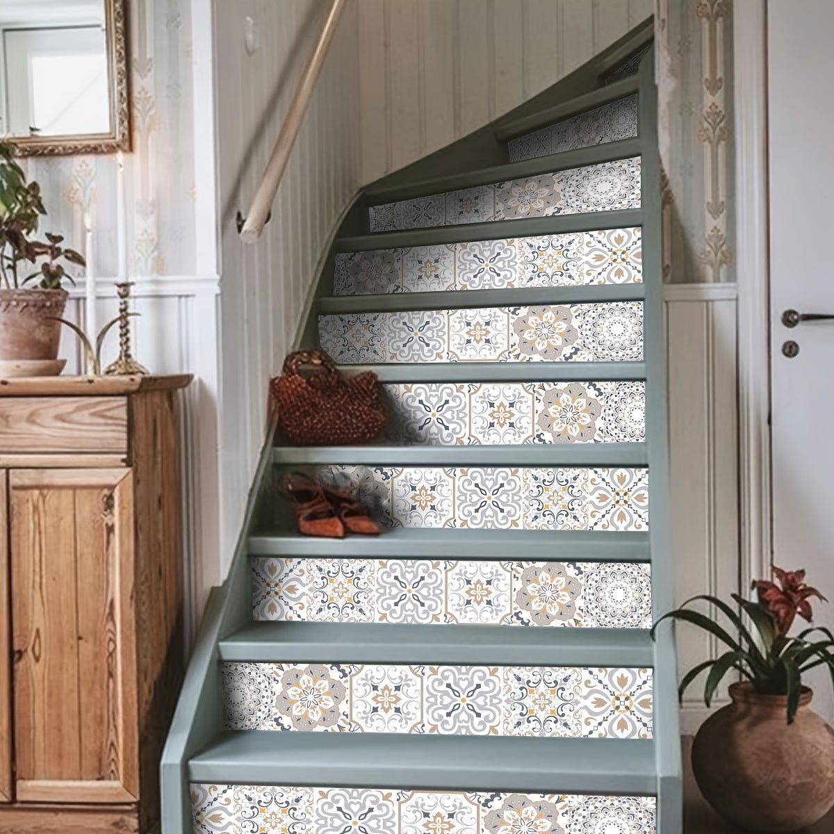 Bohemian Printed Staircase Stickers Waterproof Home Decoration Wallpaper