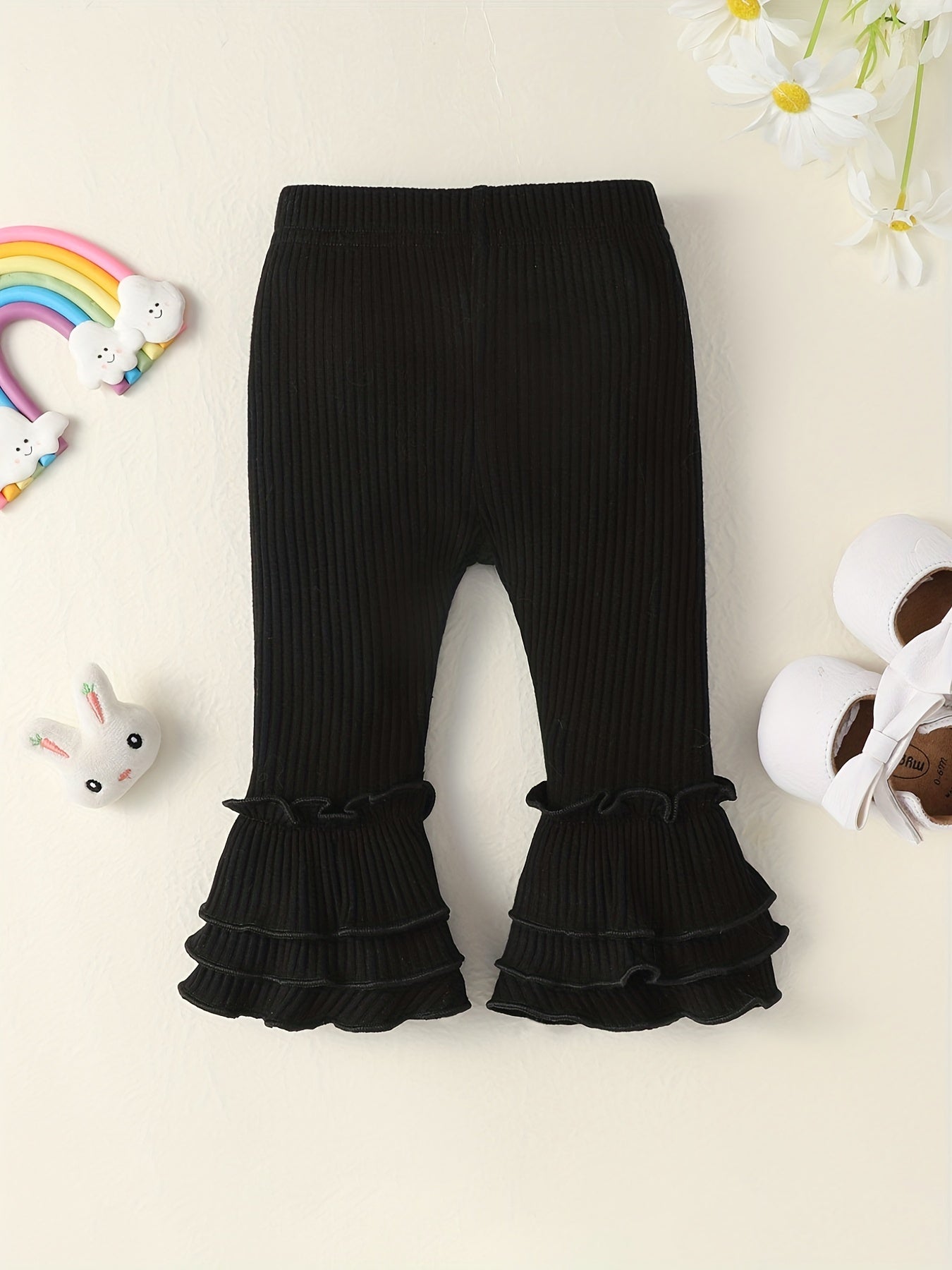 Baby Girl Flared Pants Ruffle Trousers Leggings 5pcs Set