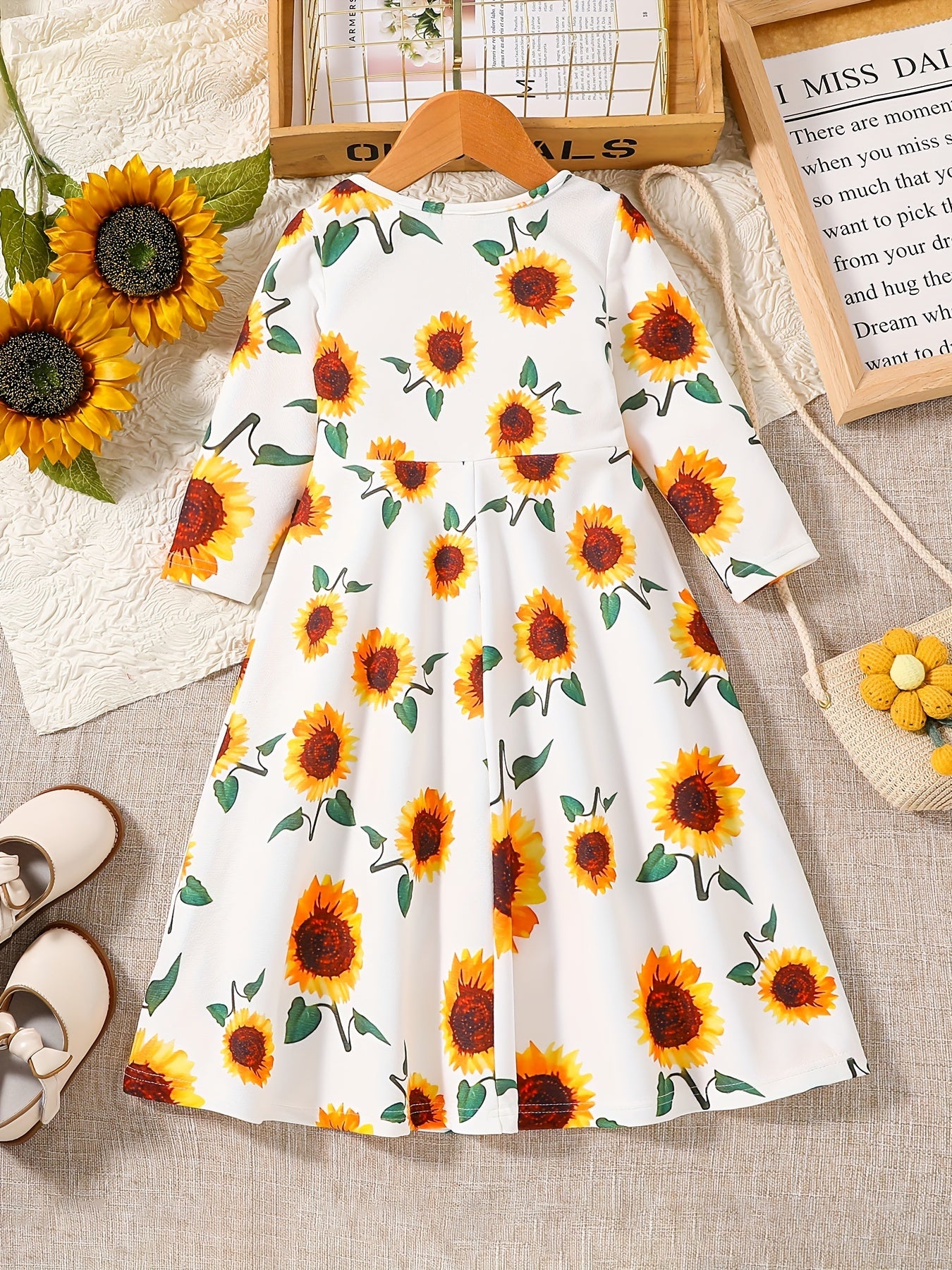 Infant Baby Girl Sunflower Print Midi Dress