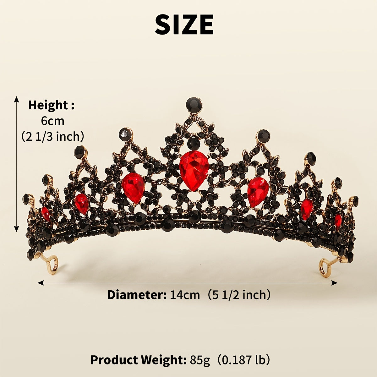 Red Crystal Queen Crown Wedding Tiara For Bride Birthday Quinceanera