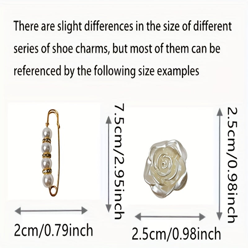 12pcs Hole Shoe Accessories Set, Pearl Chain, Flower Buttons for Crocs