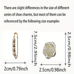 12pcs Hole Shoe Accessories Set, Pearl Chain, Flower Buttons for Crocs