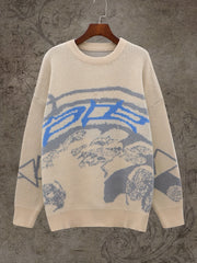 Y2K Sweater Women's Plus Graphic Print Knitted Long Sleeve