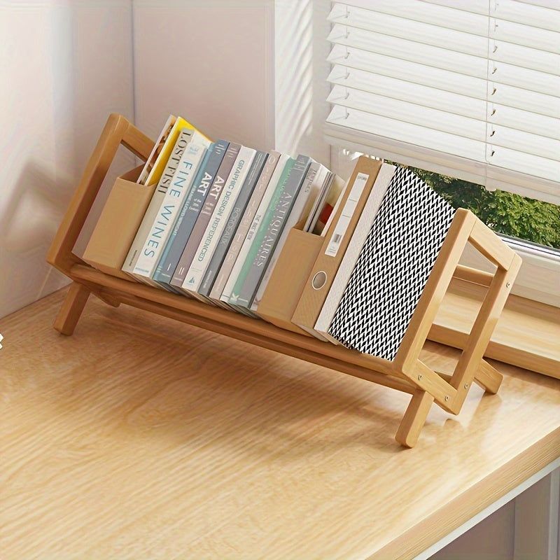 Desktop Bookshelf Bamboo Organizer Shelves Home Office Living Room
