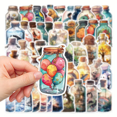 50pcs Healing Bottle World Graffiti Stickers for DIY Decoration Waterproof