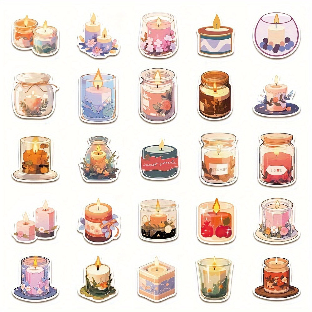 50pcs Fresh Aromatherapy Candle Series Stickers Laptop Helmet DIY Decoration