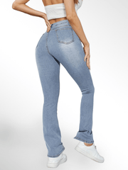 Water Ripple Embossed Bootcut Jeans Medium Causal Stretchy Denim Pants