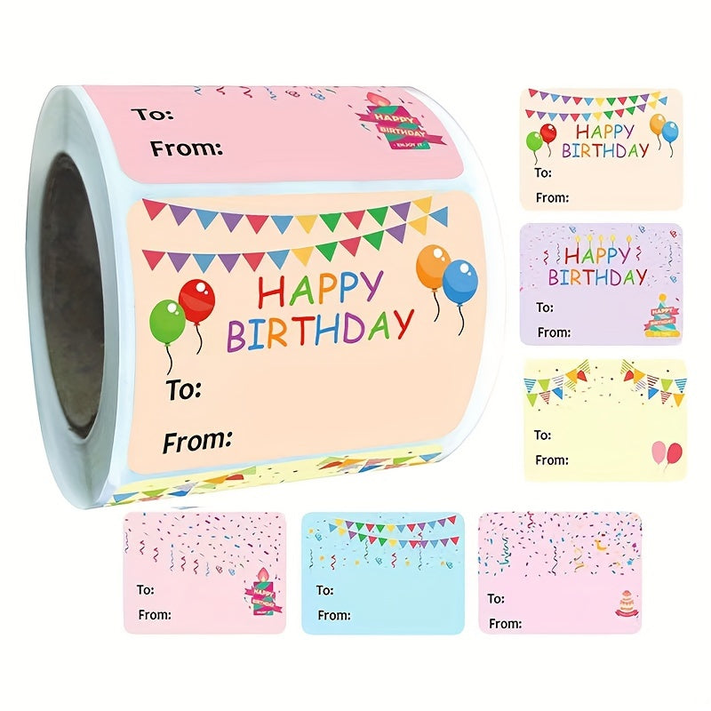 300pcs Happy Birthday Gift Tags Name Tags Stickers 3.81x5.08cm Rectangle