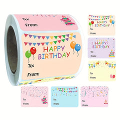 300pcs Happy Birthday Gift Tags Name Tags Stickers 3.81x5.08cm Rectangle