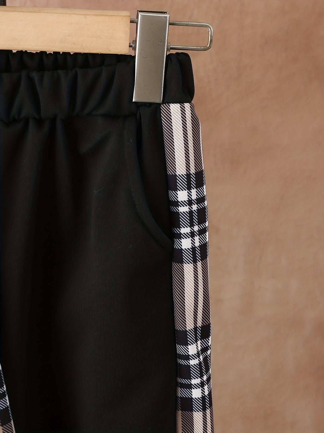 Plaid Bear Boy's 2pcs Sweatshirt & Sweatpants Set Street Style Outfits