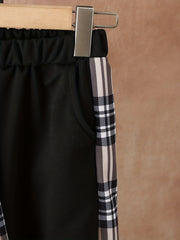 Plaid Bear Boy's 2pcs Sweatshirt & Sweatpants Set Street Style Outfits