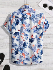 Flower And Leaf Pattern Men's Hawaiian Shirt