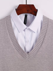 Men's V Neck Knitted Sweater Vest for Autumn Winter