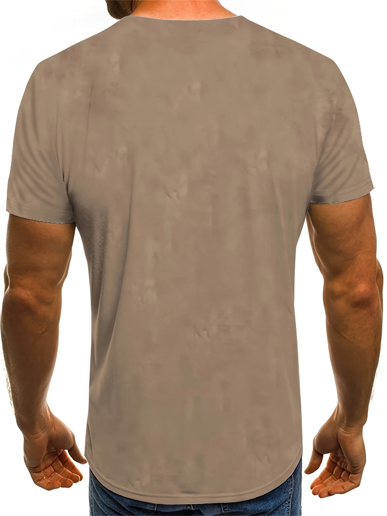 Wolf Pattern Print Men's Short Sleeve Comfy T-shirt Graphic Tee