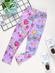 Cartoon Print Stretch Tight Pants for Little Girls