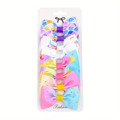 8pcs Cartoon Gradient Rainbow Bow Hair Clips Girls Accessories