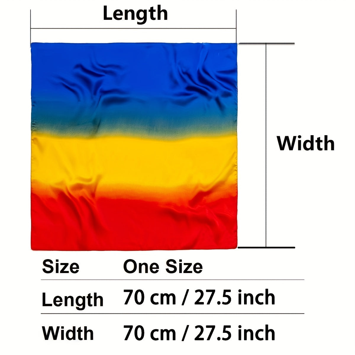 Silk Block Bandana Yellow Red Gradient Square Scarf Head Wrap Hair Accessories