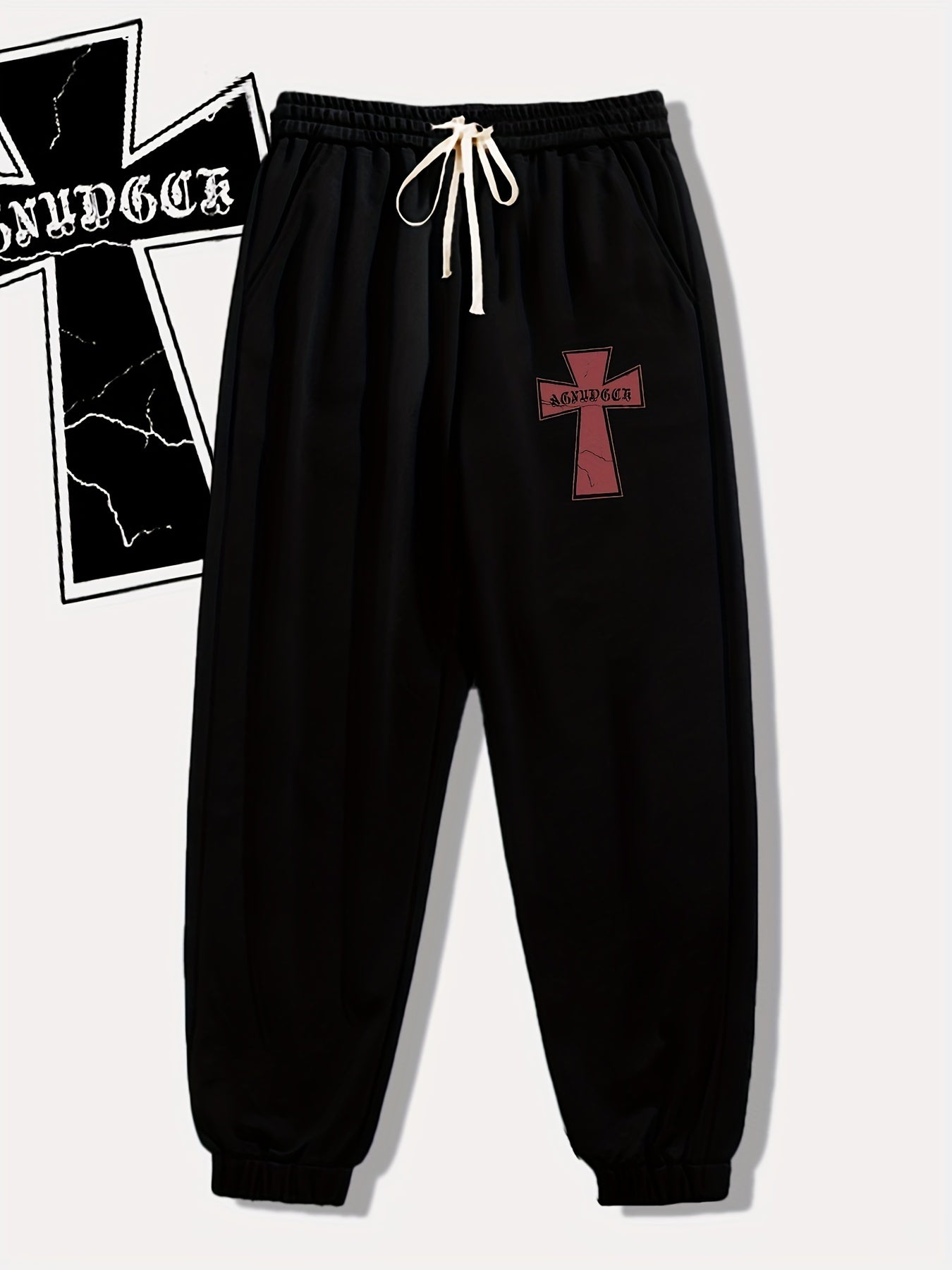 Pattern Print Drawstring Sweatpants Loose Fit Casual Joggers