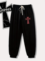 Pattern Print Drawstring Sweatpants Loose Fit Casual Joggers