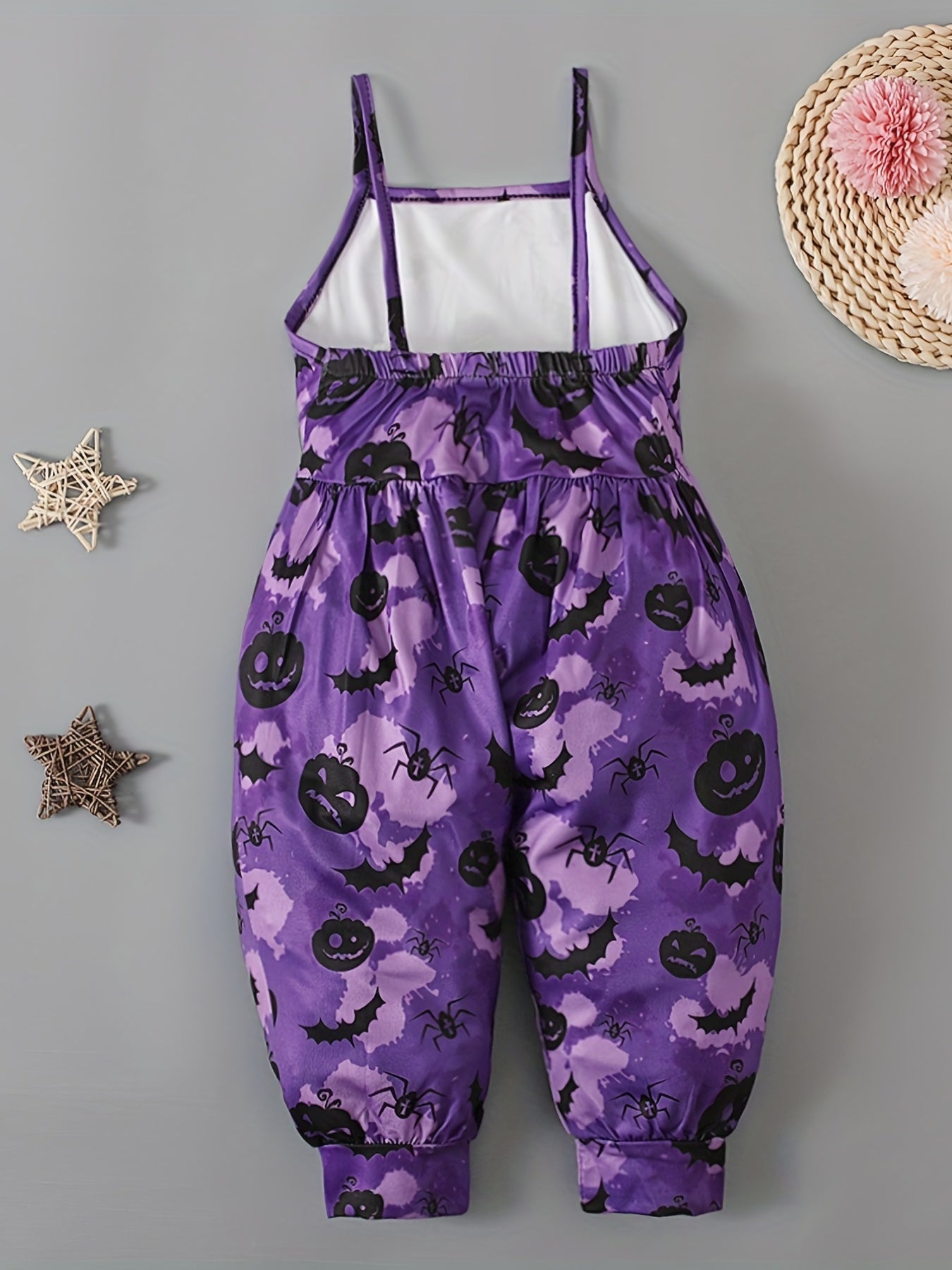 Girls' Halloween Bat Cami Jumpsuit - Sleeveless Cartoon Print