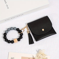Multicolor Silicone Bead Bracelet Coin Purse Card Holder