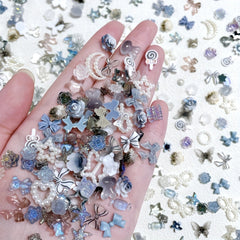 30pcs Gray Mix Fairy Glitter Sequins & Flower Pearl Bow for Resin Fillers