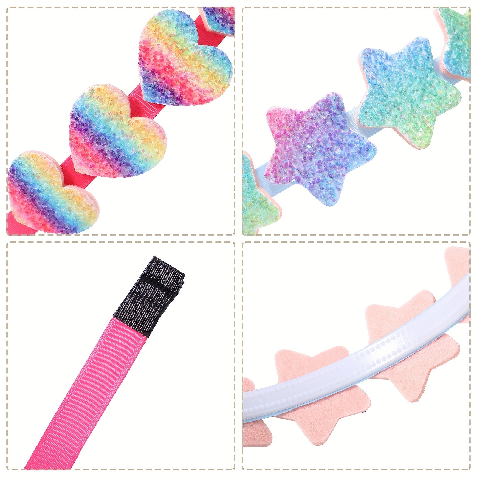 6pcs Star Heart Sequin Hair Hoop Hair Accessories Girls