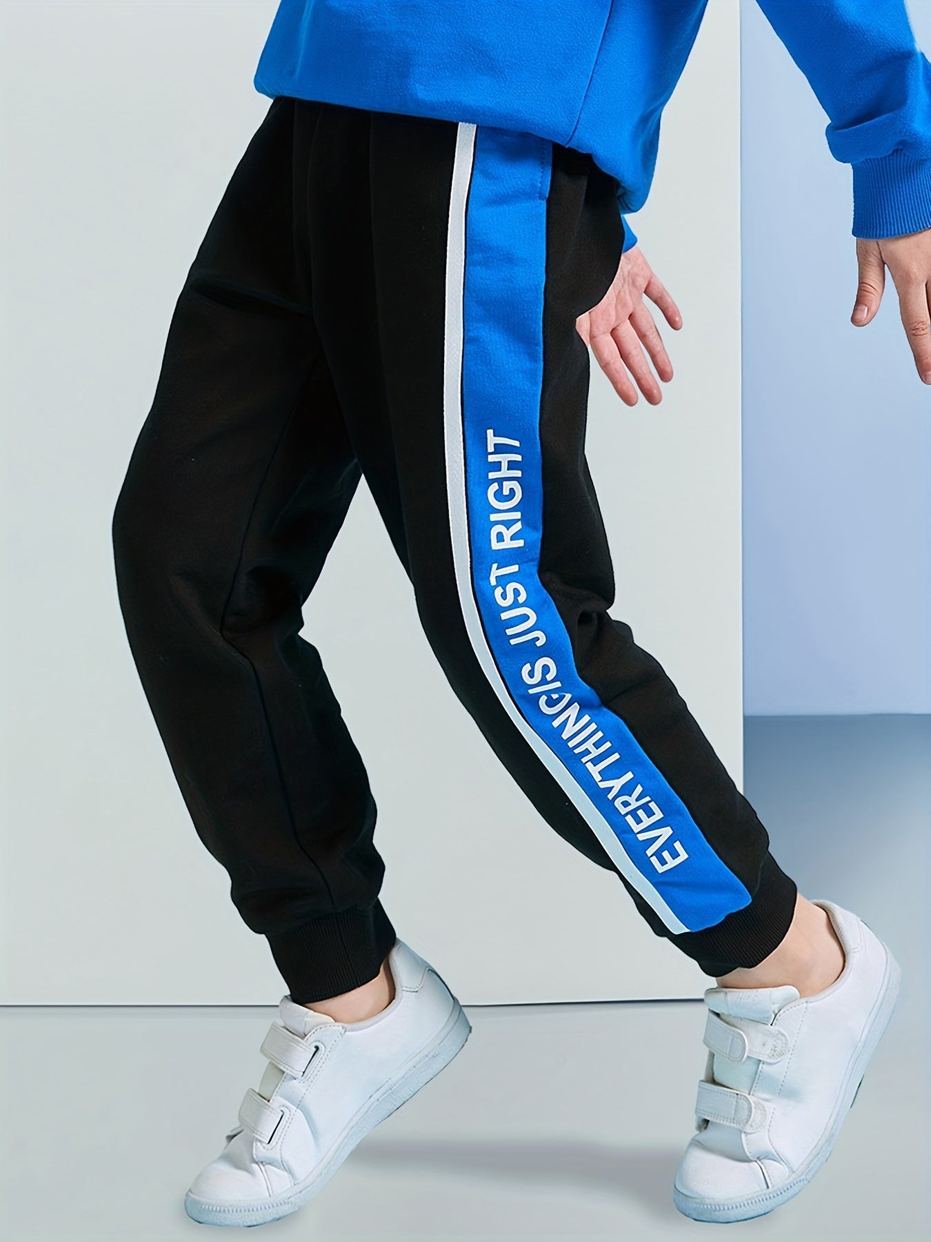 JUST RIGHT Letter Print Boys Active Sweatpants Comfortable Joggers