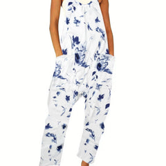 Floral Print Cami Overall Jumpsuit Boho Pocket Overall Jumpsuit