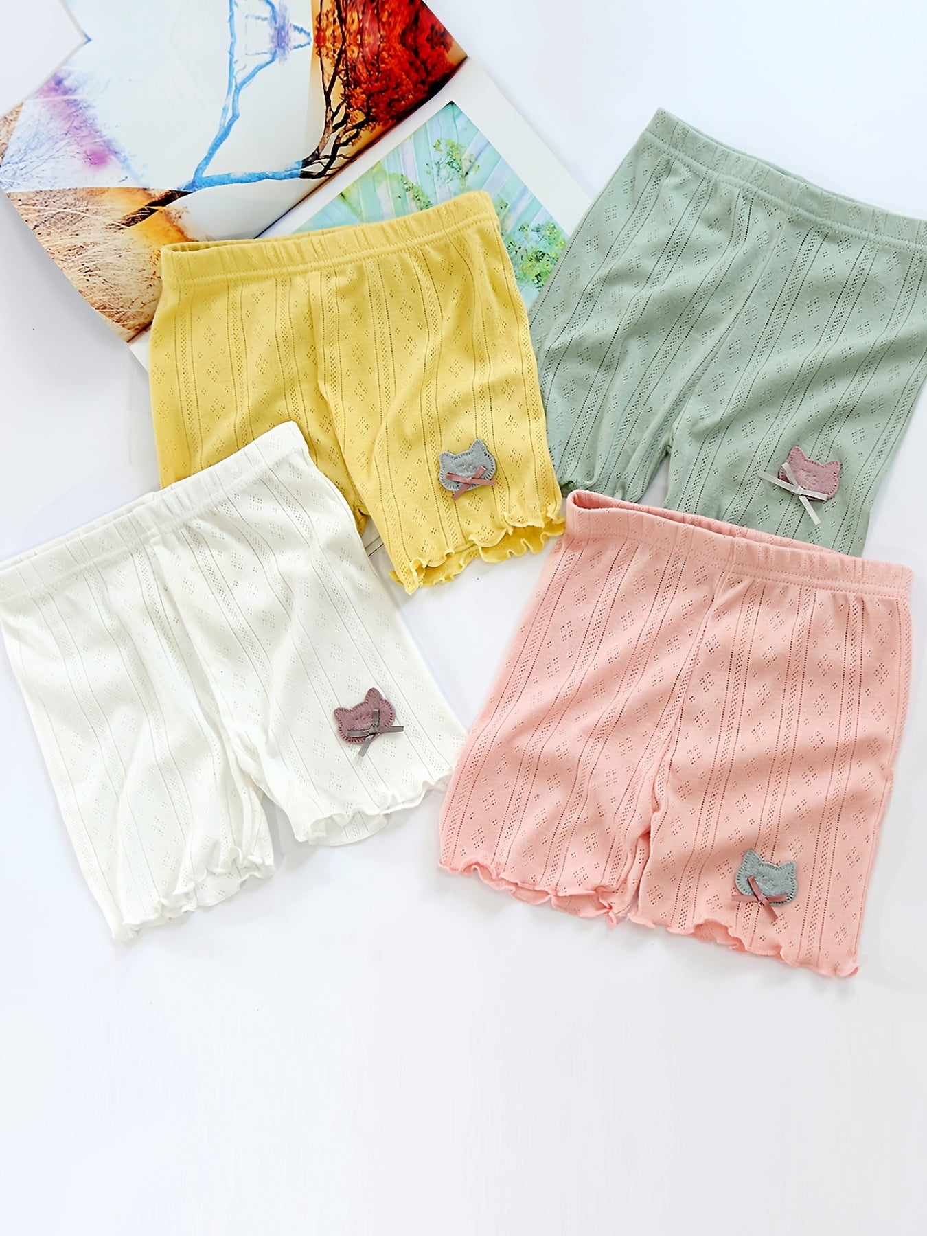 4pcs Girls Safety Skirt Under Shorts Breathable Thin Summer Shorts Set