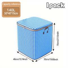 Large Capacity Clothing Storage Bag with Houndstooth Pattern