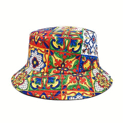 Retro Print Bucket Hat Male Spring Summer Casual Sunshade Hat
