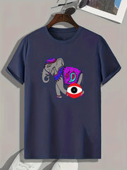 Elephant Print Men's Graphic T shirt Casual Comfy Tees For Summer