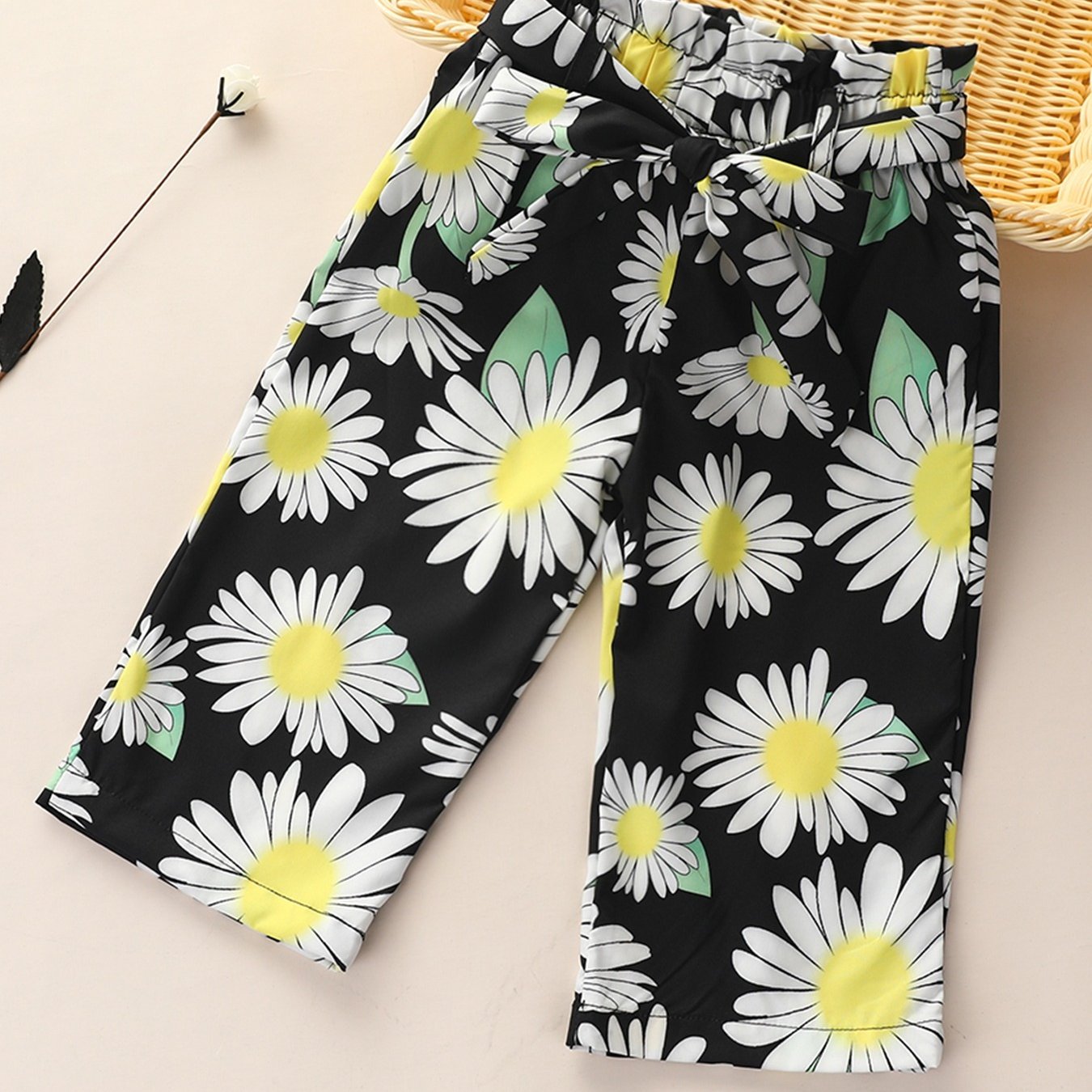 Girls Flower Wide Leg Pants