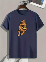 Lion Print Men's Graphic T-shirt for Summer