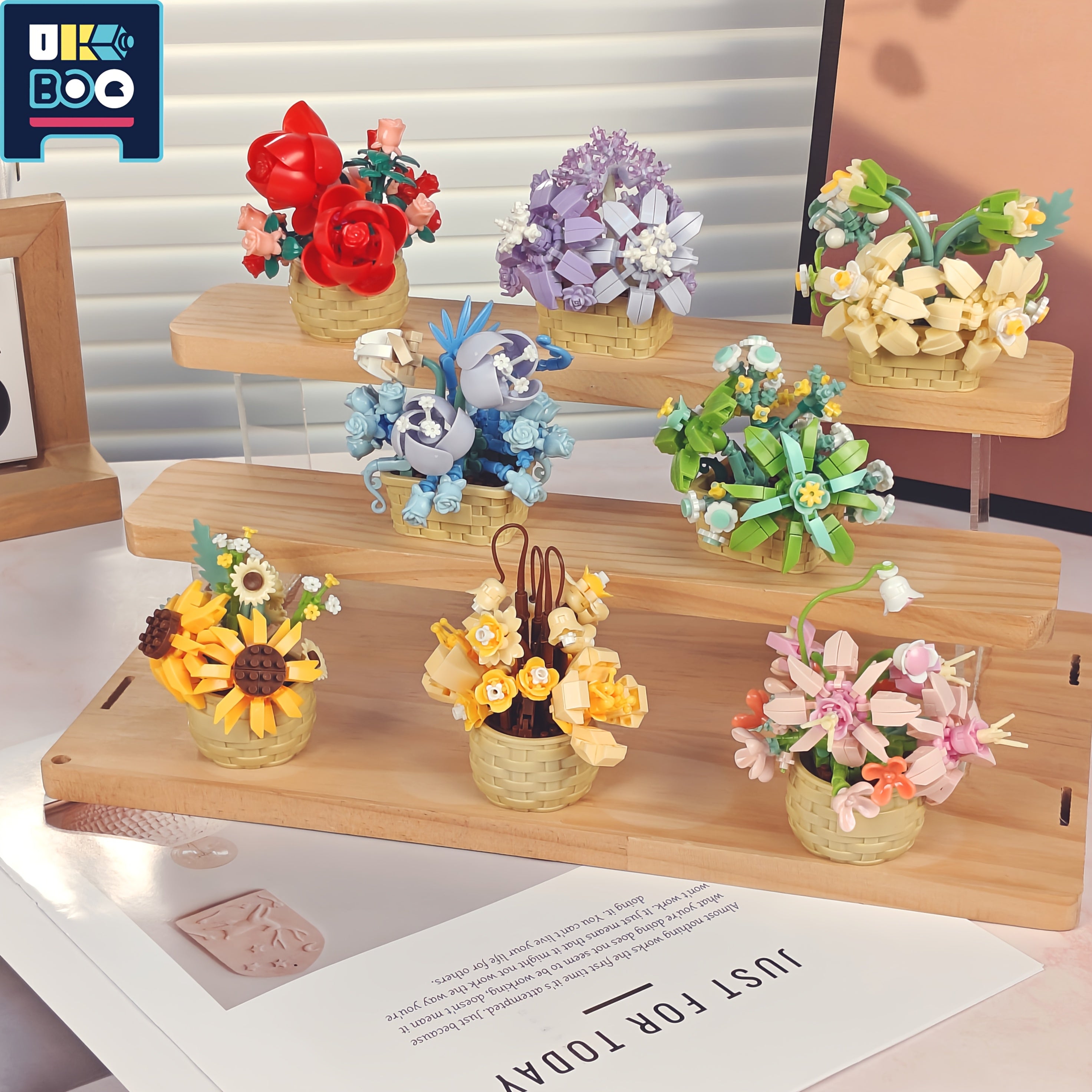 Colorful Flower Bouquet Building Blocks Set Succulent Plant Decor Kit