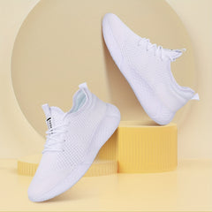 Mesh Lace Up Flat Shoes Thick Sole Running Sports Footwear