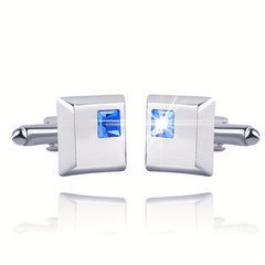Alloy Men's Shirt Cufflinks with Artificial Diamond Inlay
